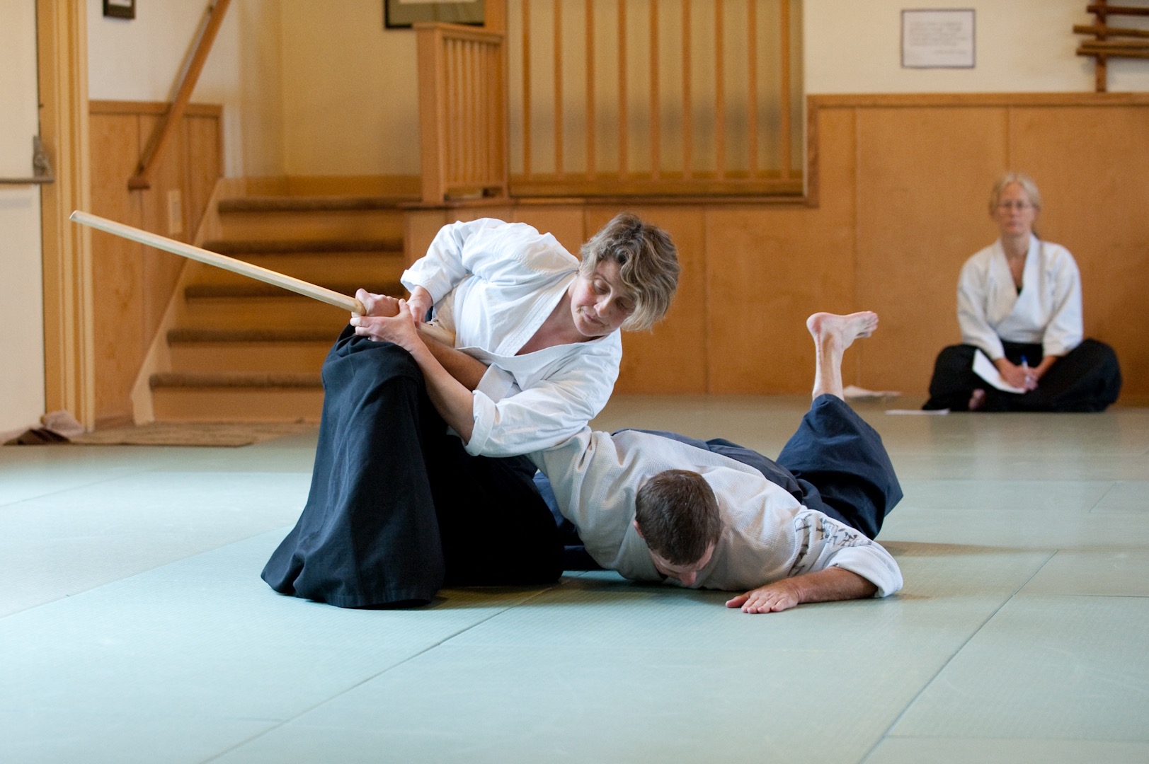 Astrid von Soosten in an Aikido situation on the mat
